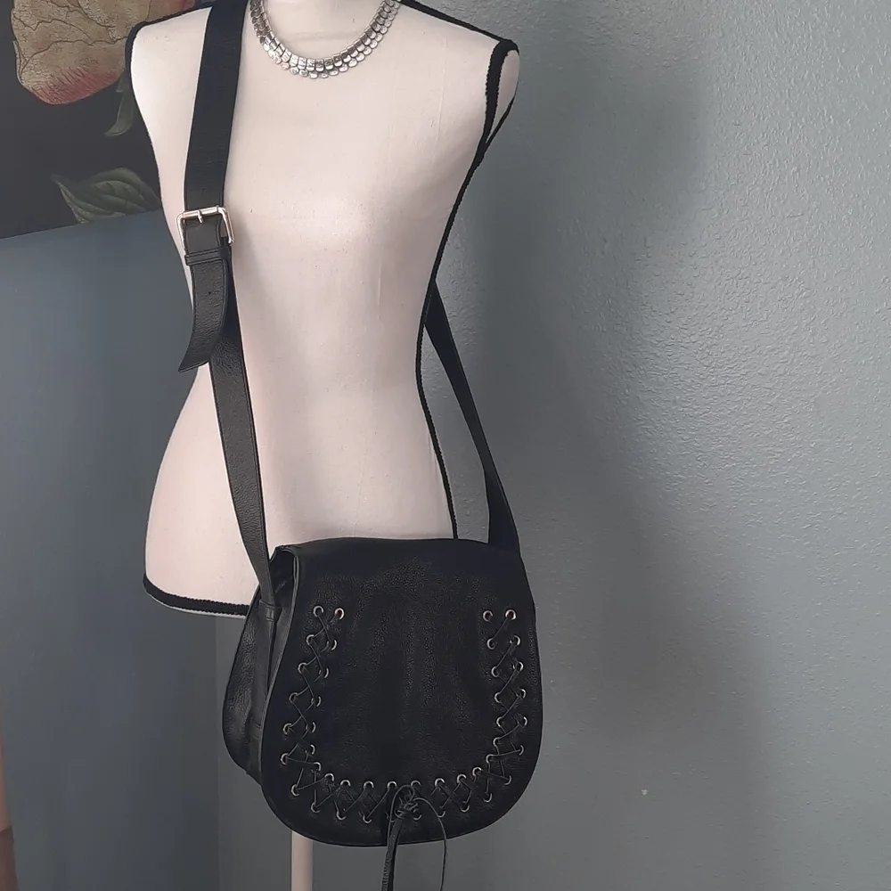 Violetta Pebble Leather Saddle Large Crossbody Shouder Bag - Picture 7 of 8